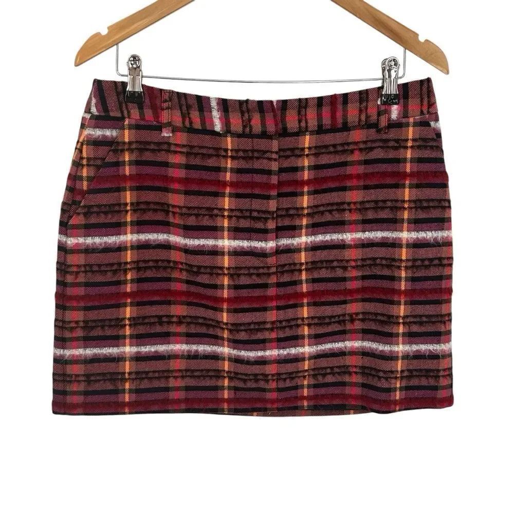 Topshop pink plaid mini skirt size 10